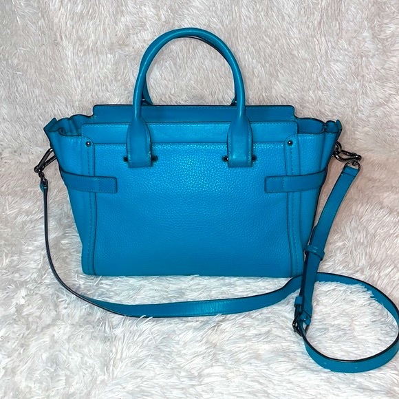 Coach Swagger 27 Turquoise Satchel Crossbody Purse Shoulder Bag & Wallet Set - Picture 6 of 17